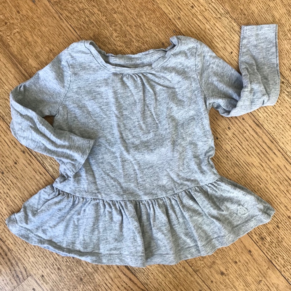 Gap Size 2T Cotton Longsleeve Ruffle-Hem Top, GUC